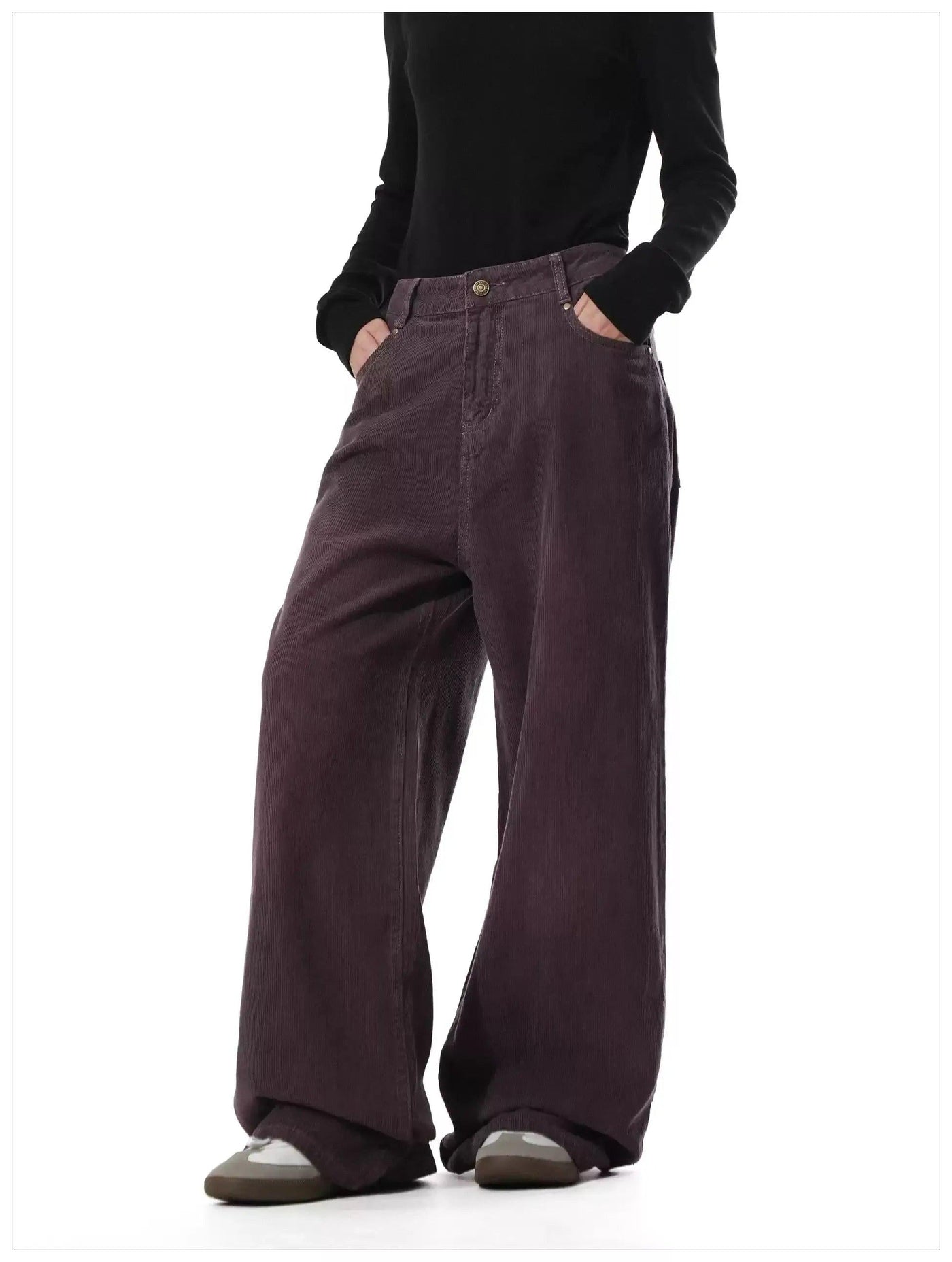 Retro Solid Color Corduroy Pants