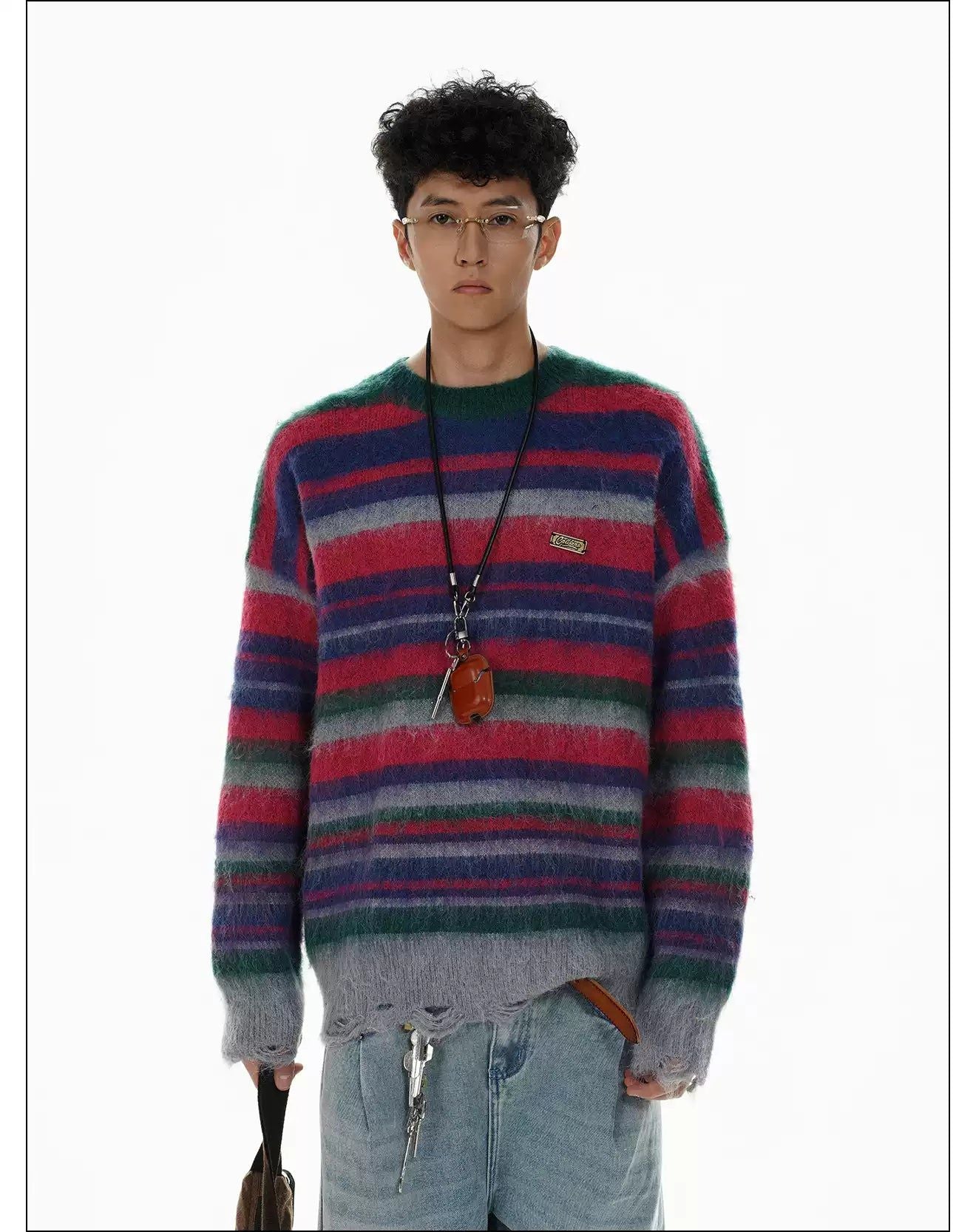 Striped Fuzzy Pullover Sweater