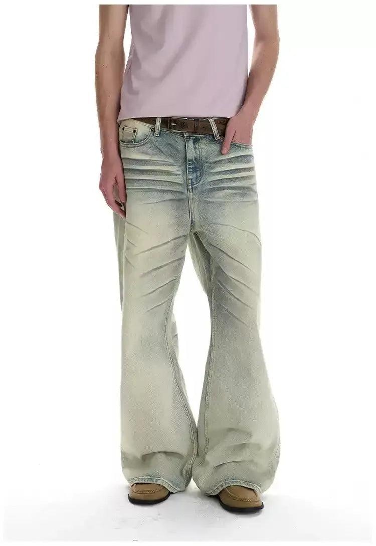 Whisker Faded Flared Jeans