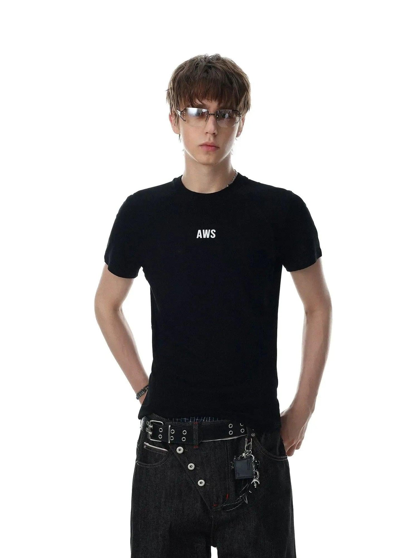 Textured Graphic Letter T-Shirt