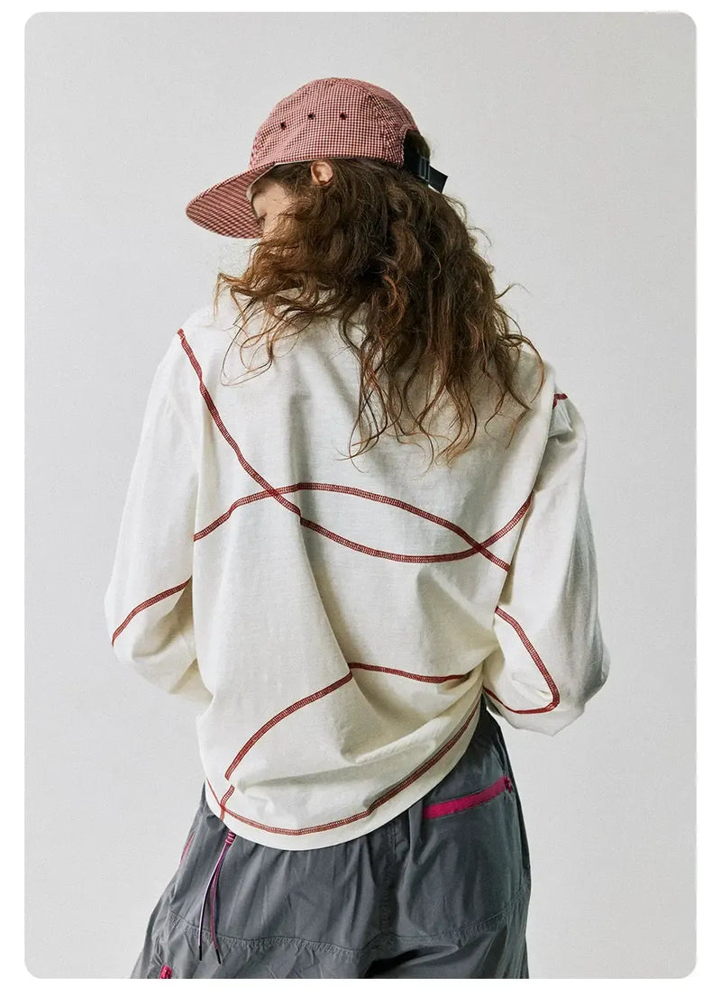 Contrast Coverstitched Long Sleeve T-Shirt