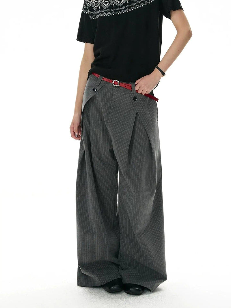 Drapey Vertical Striped Wide Trousers