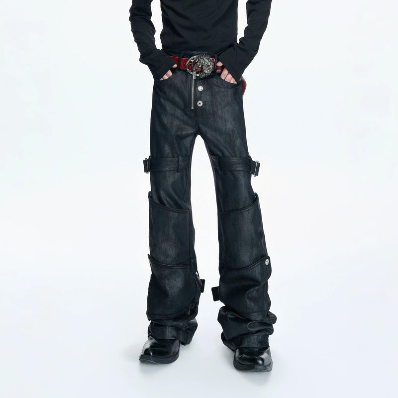 Multi-Straps PU Leather Pants
