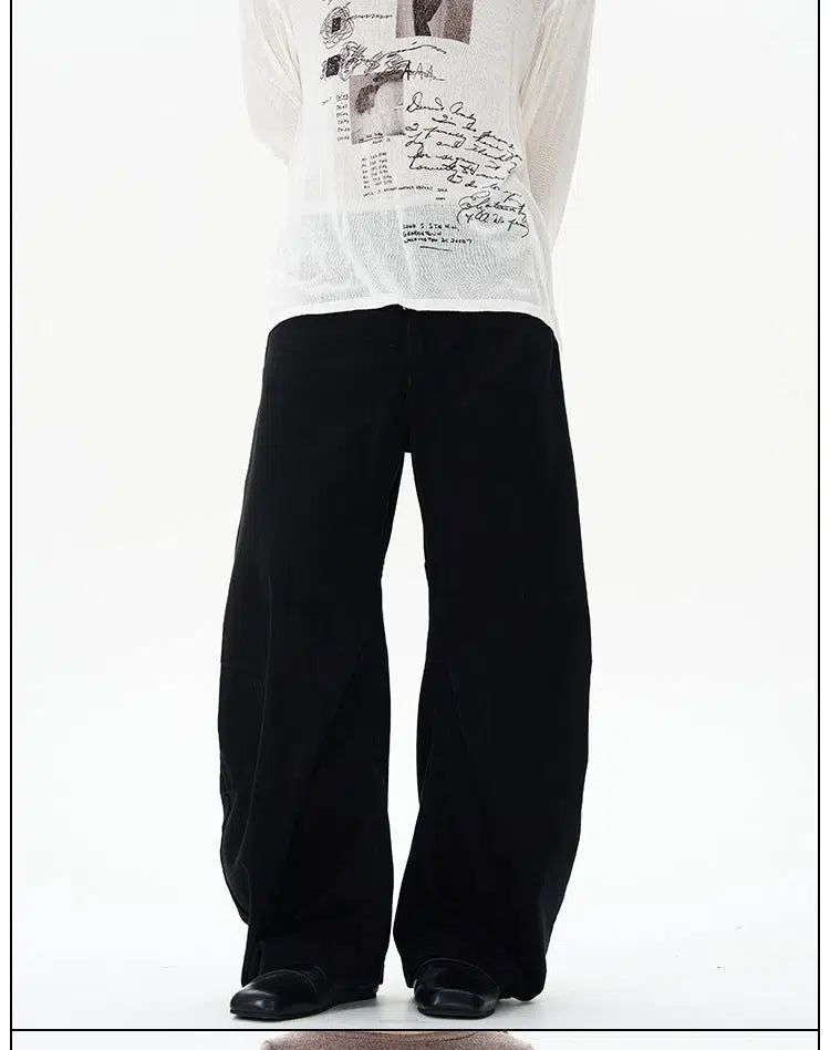 Faded Seam Detail Wide Jeans