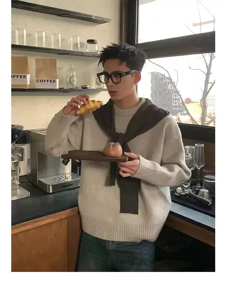 Contrast Shoulder Layered Sweater