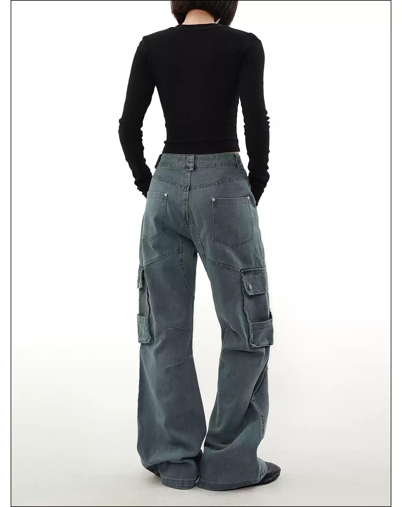 Washed Structured Straight Cargo Pants