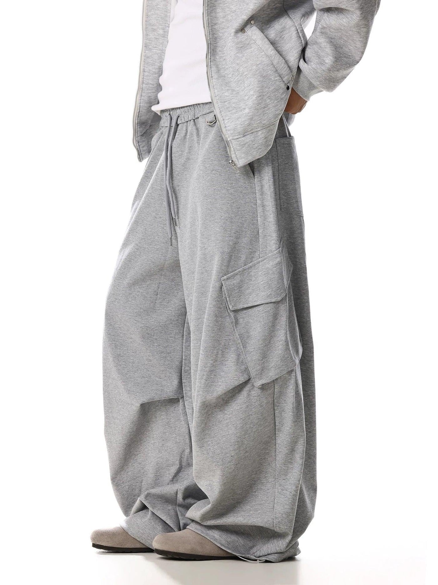 Pleated Elastic Waist Cargo Pants