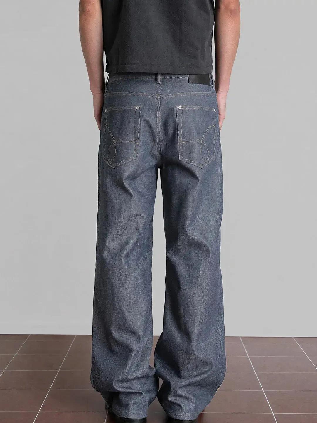 Washed Five-Buttoned Straight Jeans