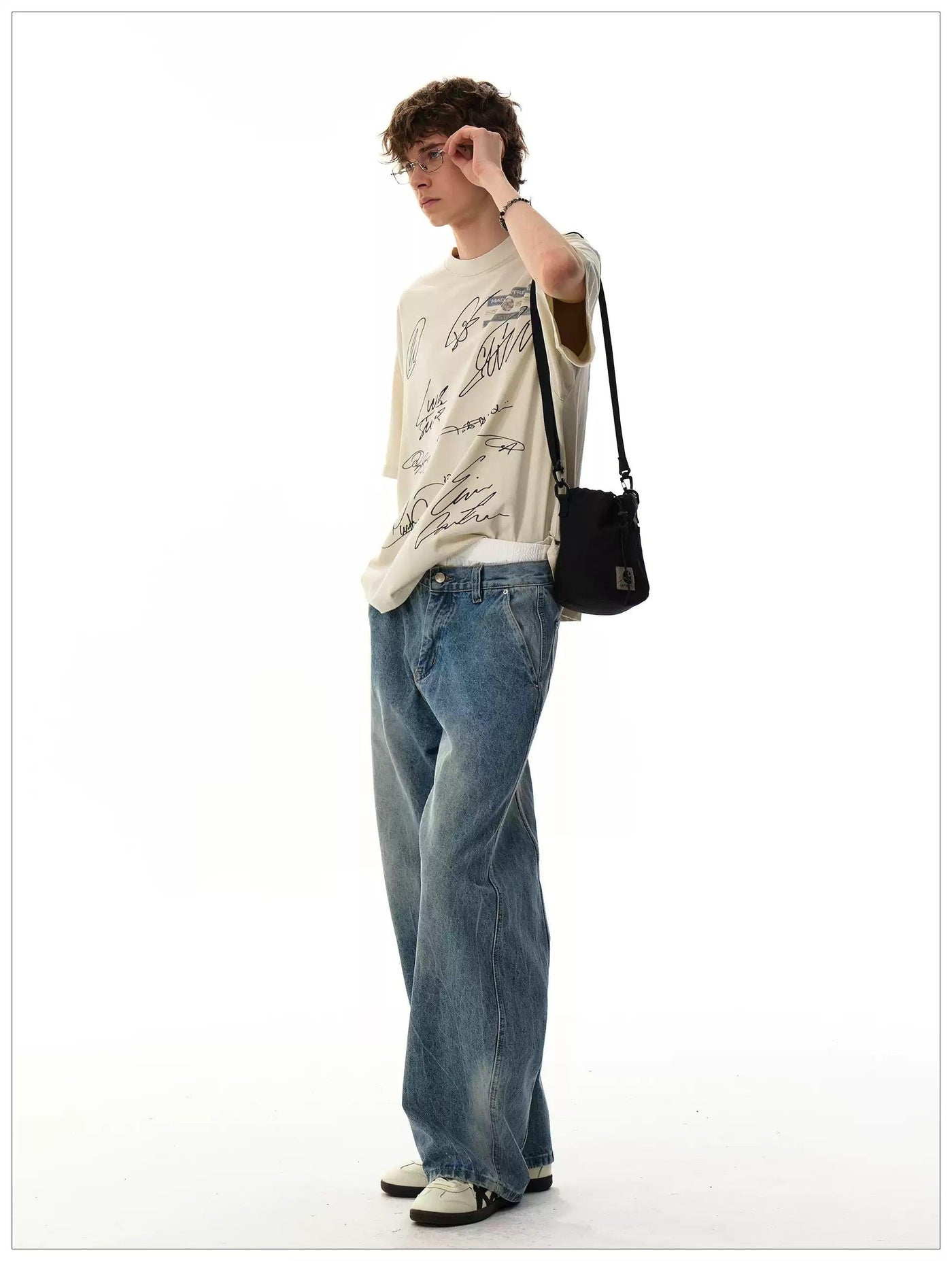 Structured Faded Straight Jeans