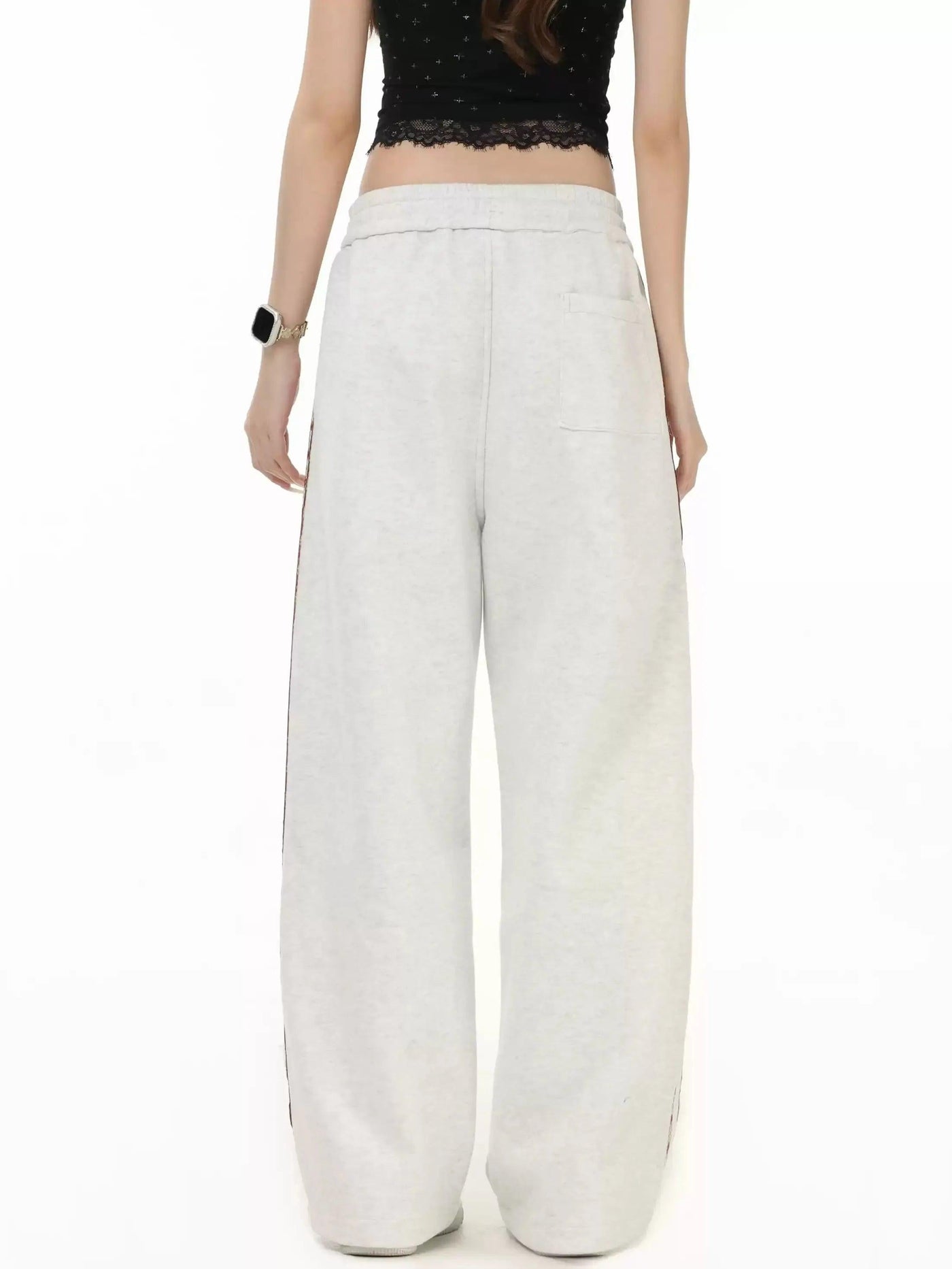 Patterned Side Textured Drawstring Sweatpants