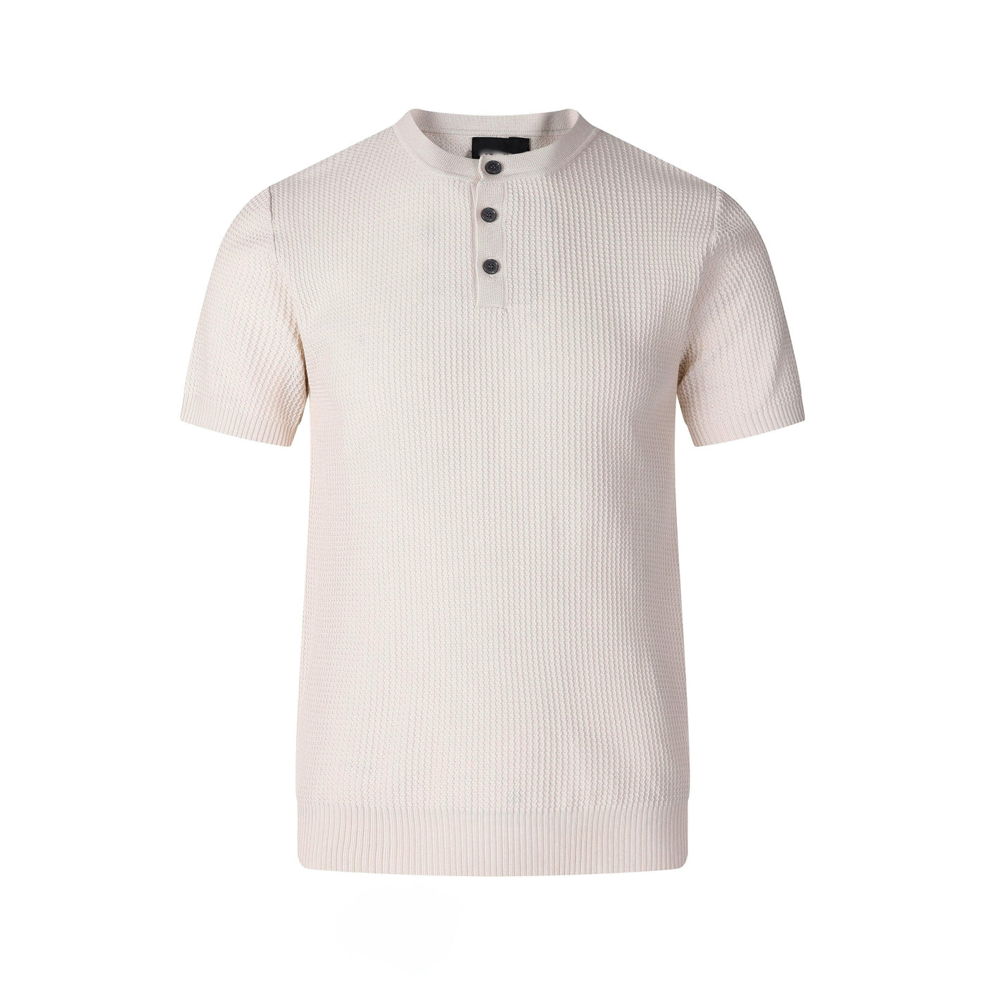 Ribbed Knit Henley T-Shirt