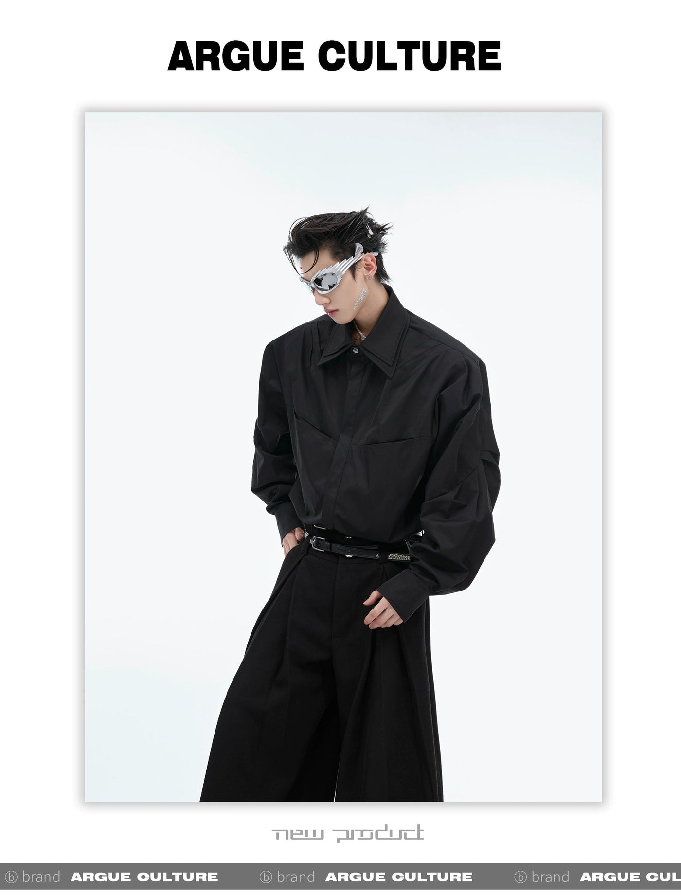 Double Collar Pleated Shirt