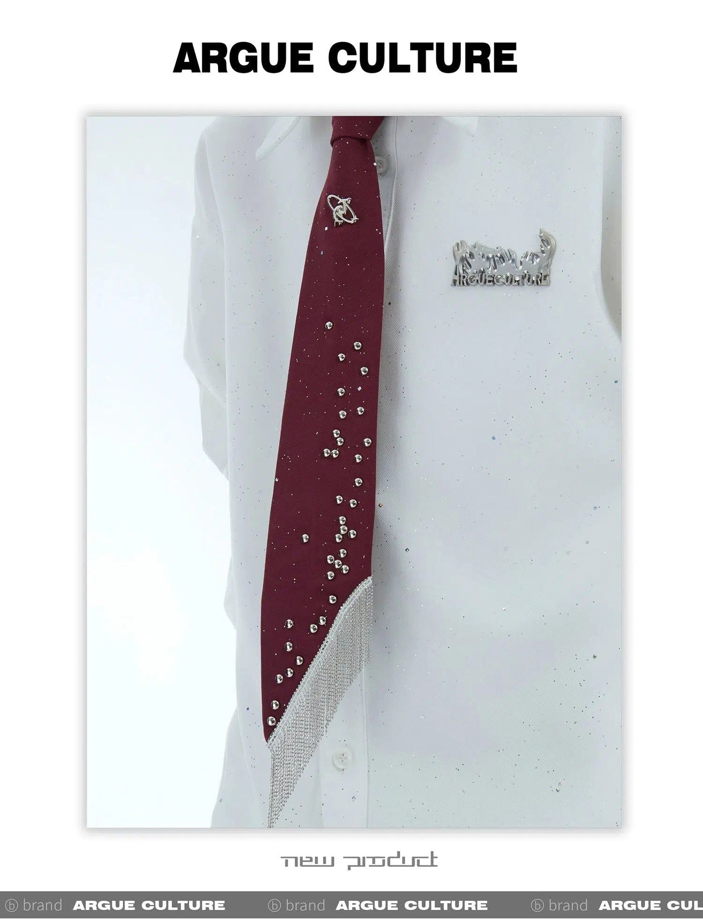 Metal Stud Tassel Tie