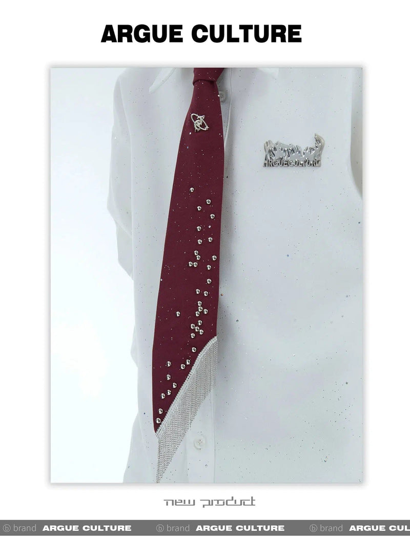 Metal Stud Tassel Tie