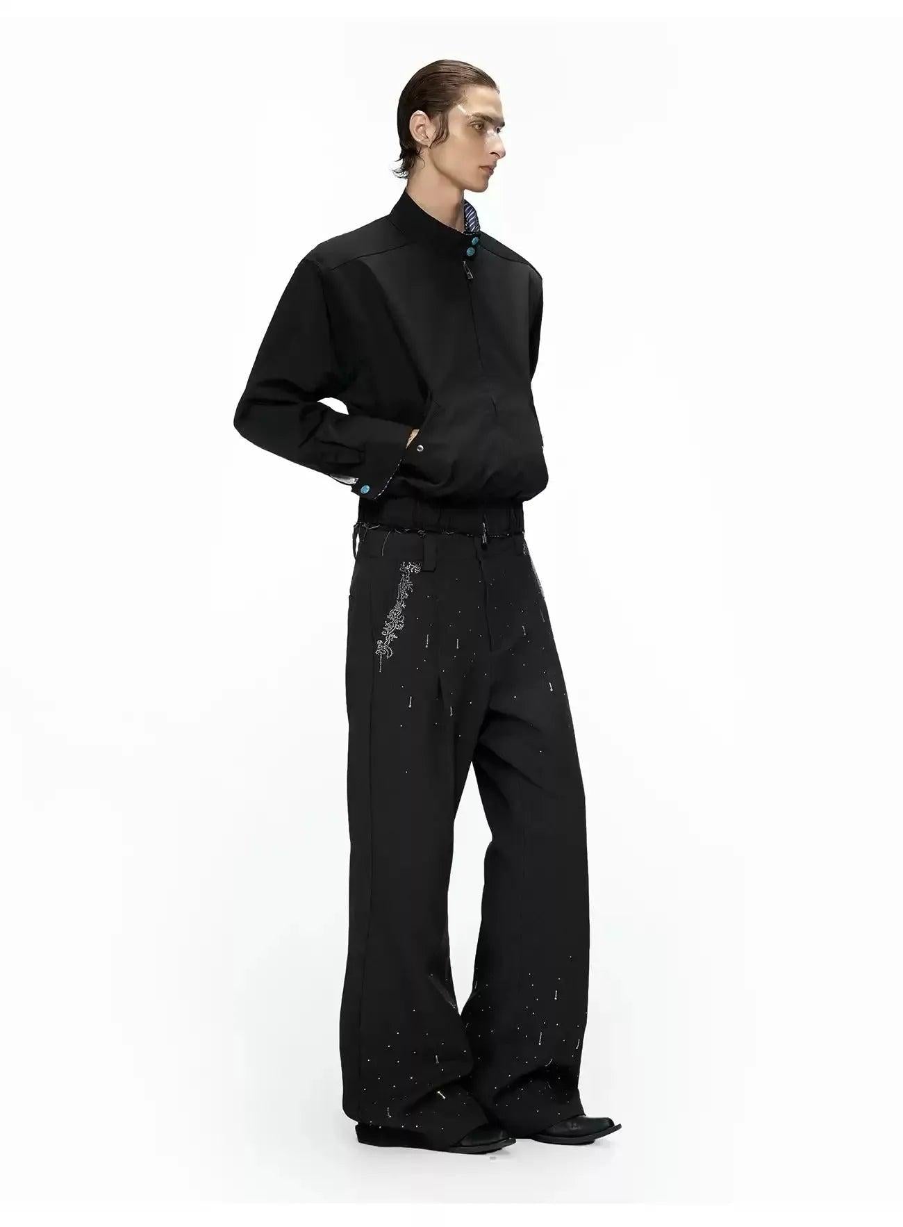 Rhinestone Detail Flared Pants