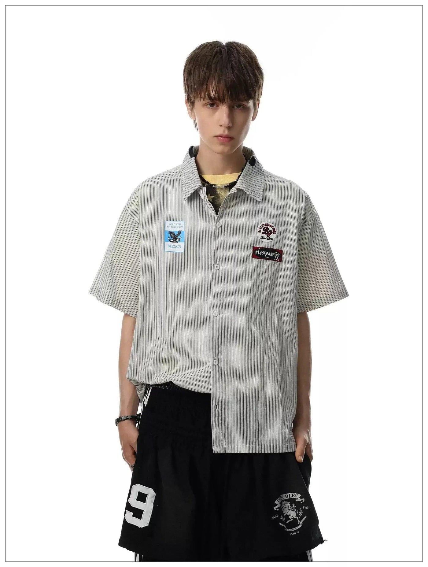 Patched Striped S/S Shirt