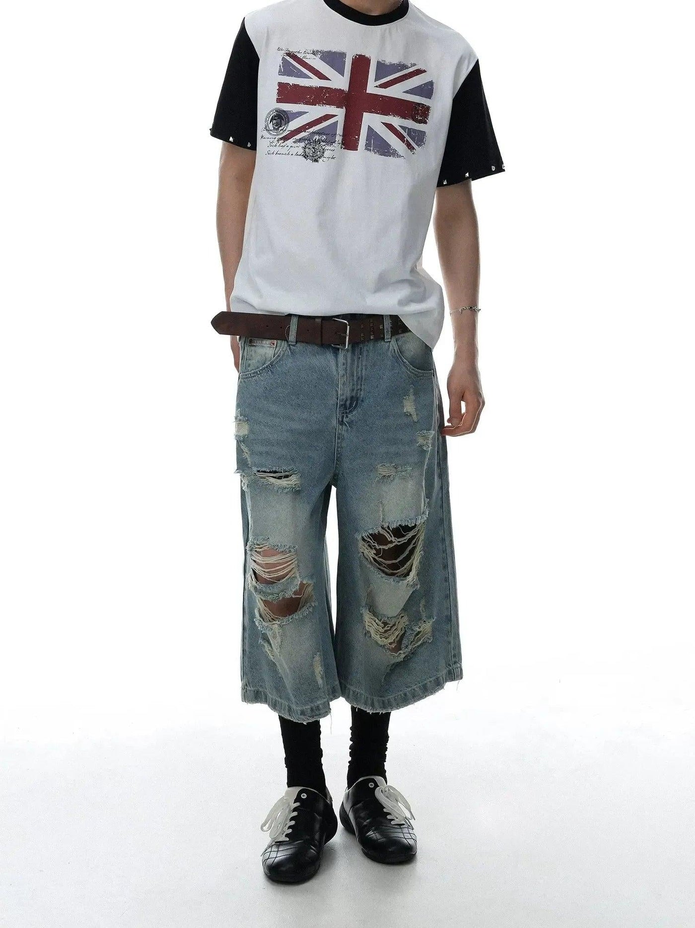 Faded Ripped Loose Denim Shorts
