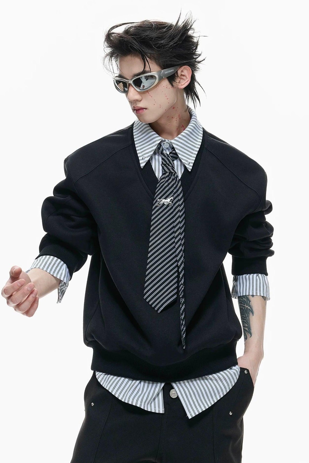 Striped Layered Boxy Crewneck
