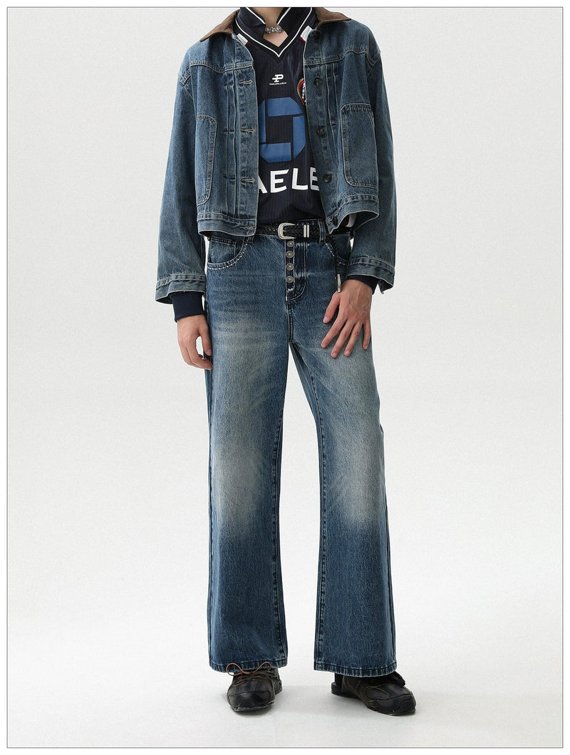 Straight Leg Faded Versatile Jeans