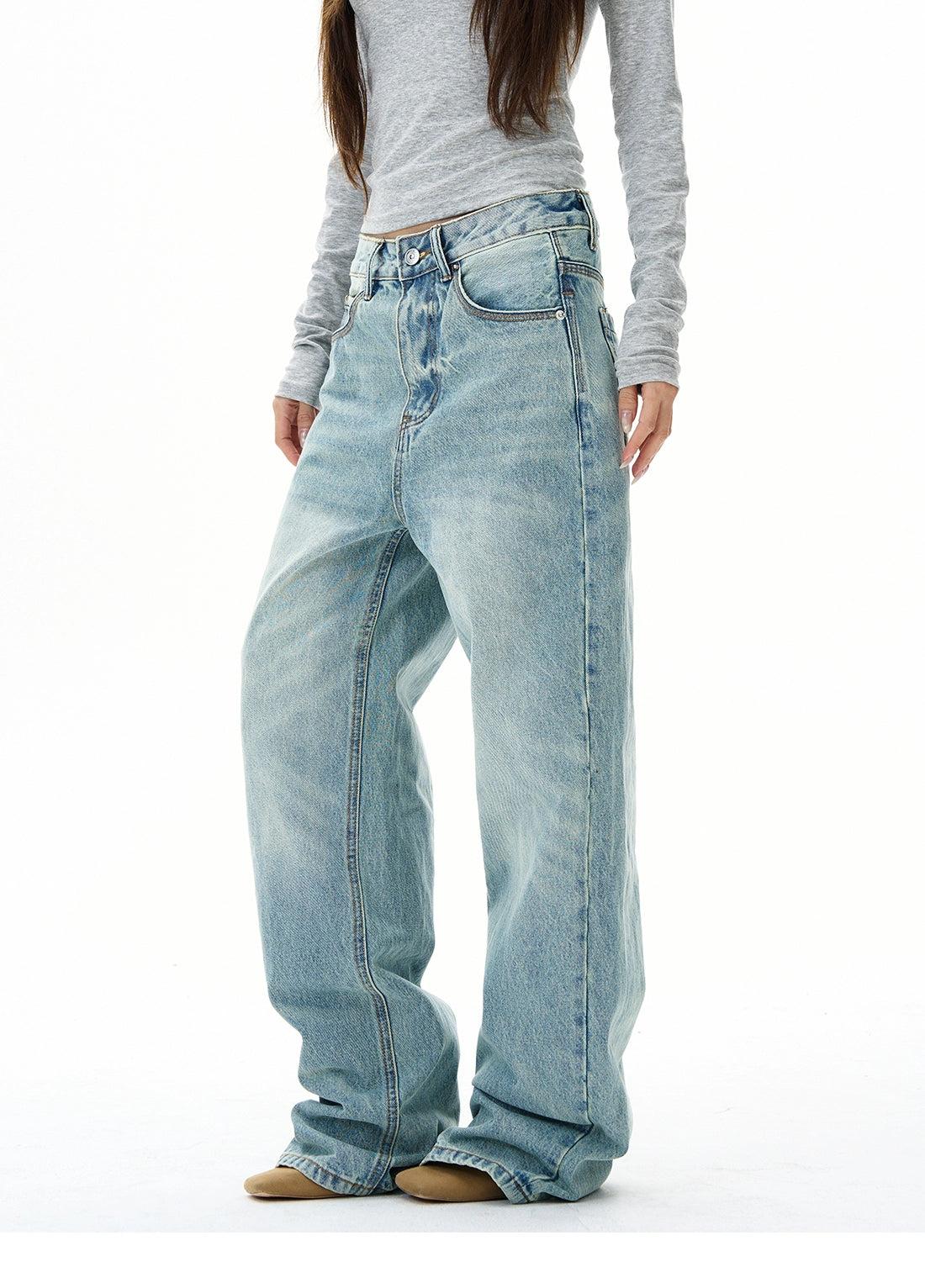 Faded Whiskers Straight Jeans