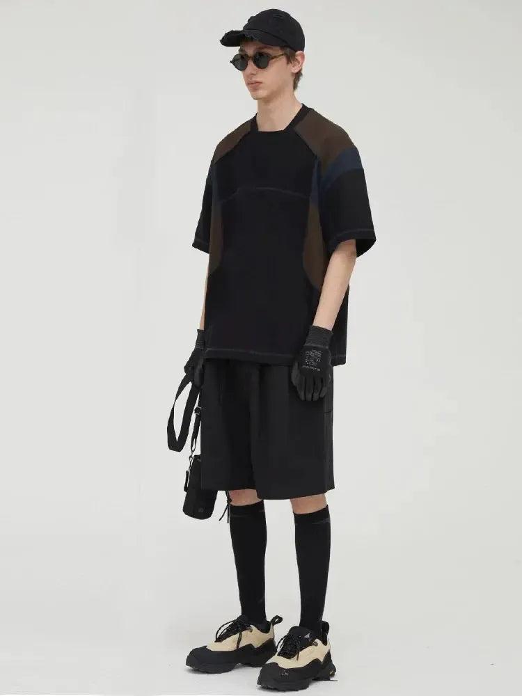 Contrast Spliced Short Sleeve T-shirt