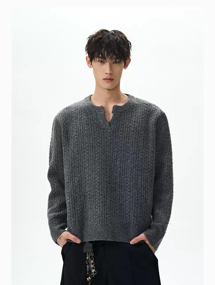 Minimal Neck Cut Patterned Sweater