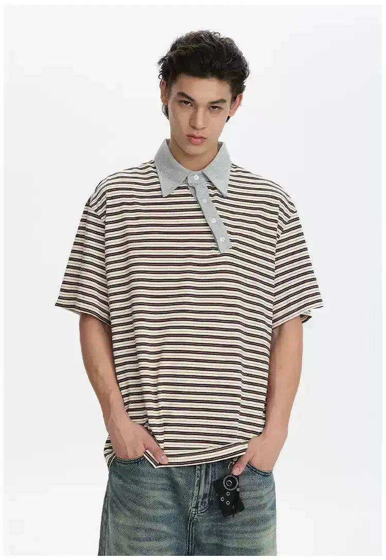 Irregular Button Line Polo