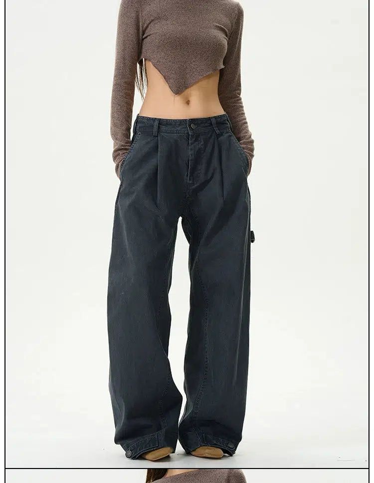 Faded Fold Pleats Jeans