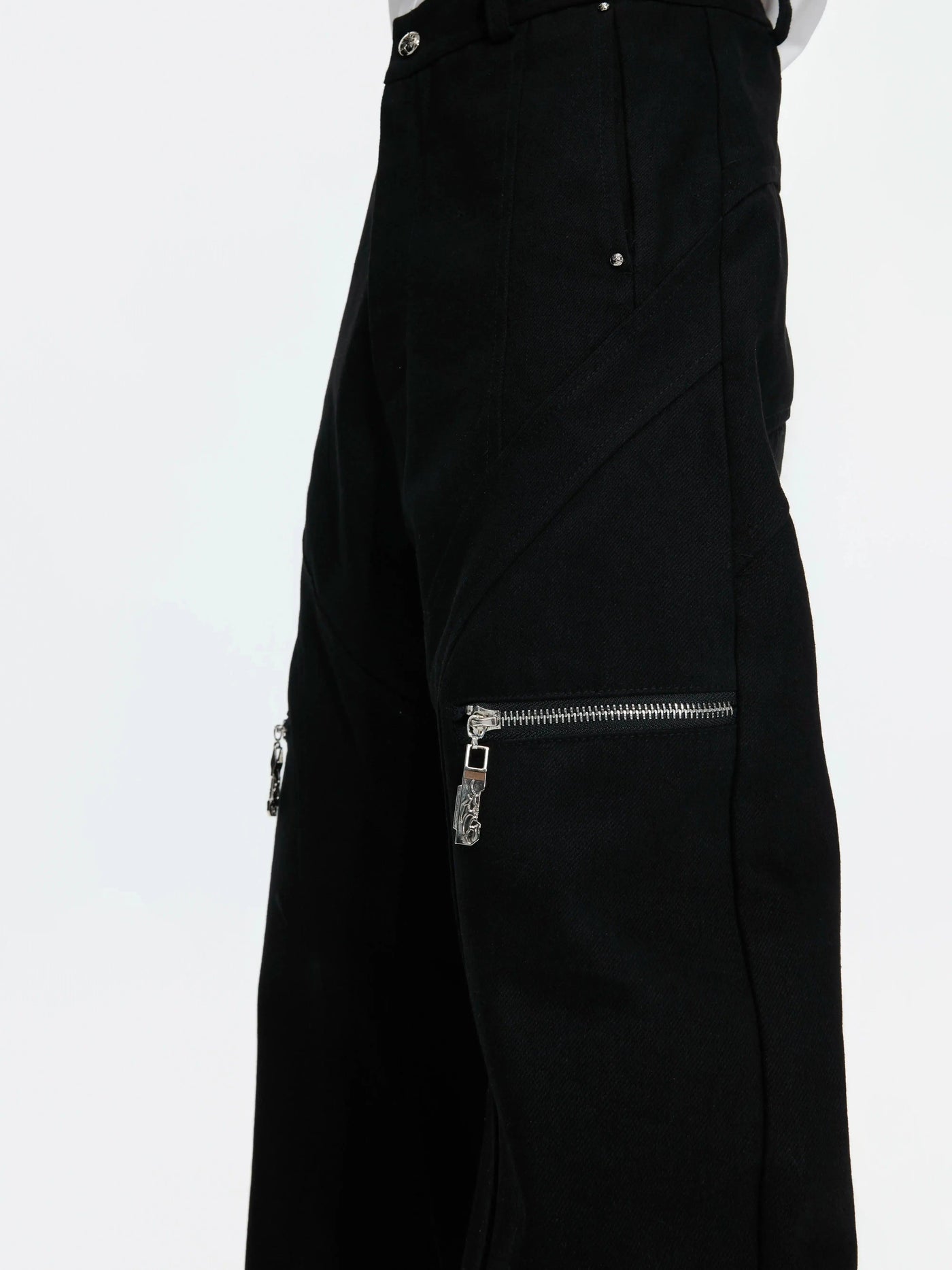Metal Zipper Flared Trousers