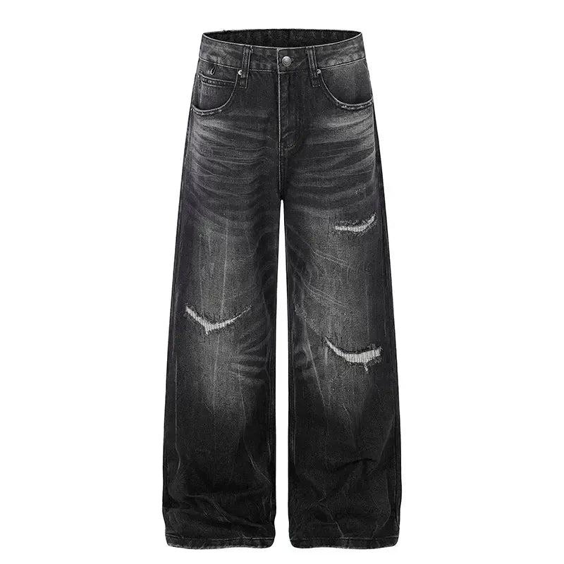 Distressed Patchwork Wide Jeans