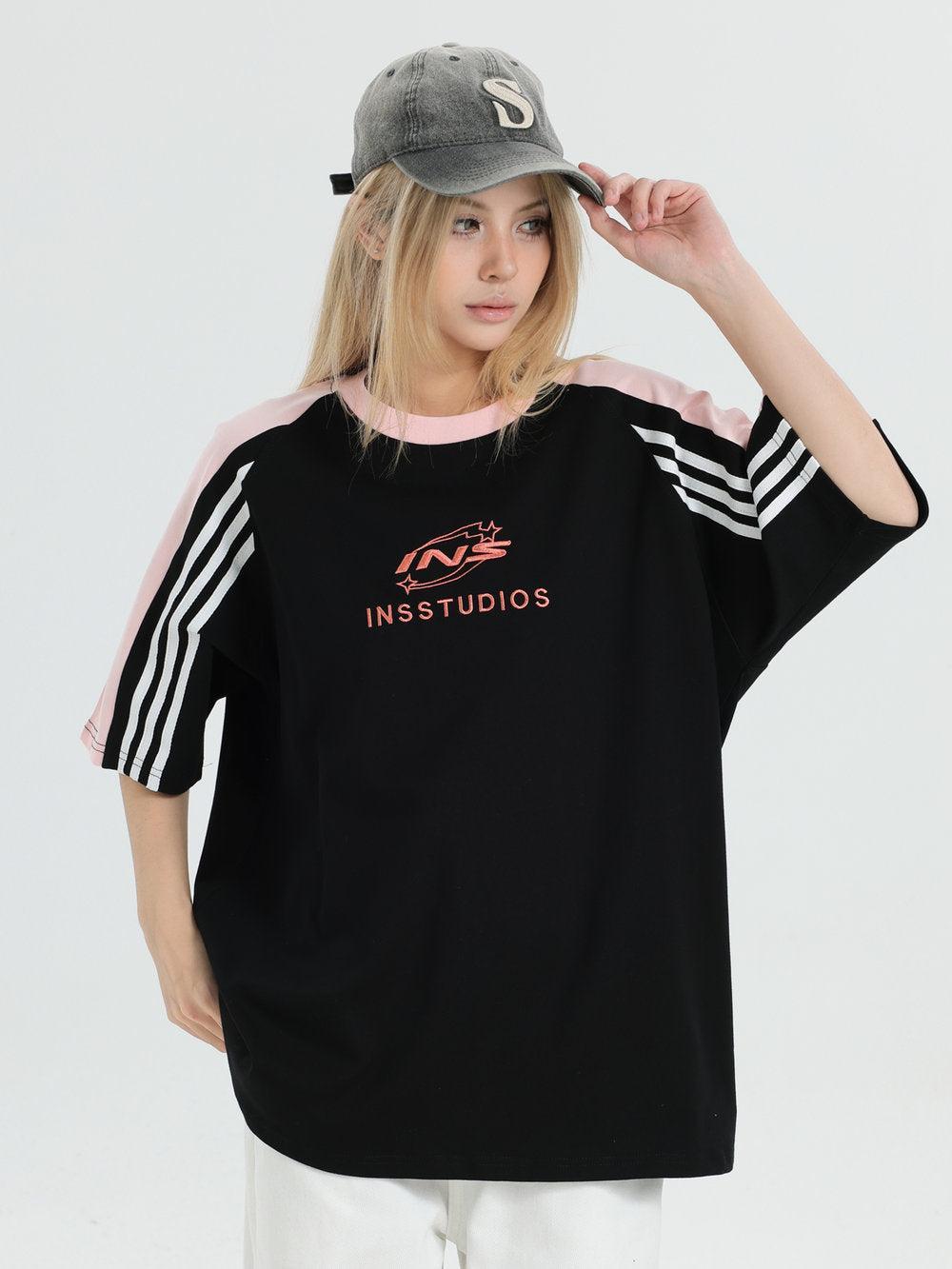 Three-Bar Logo Embroidery T-Shirt