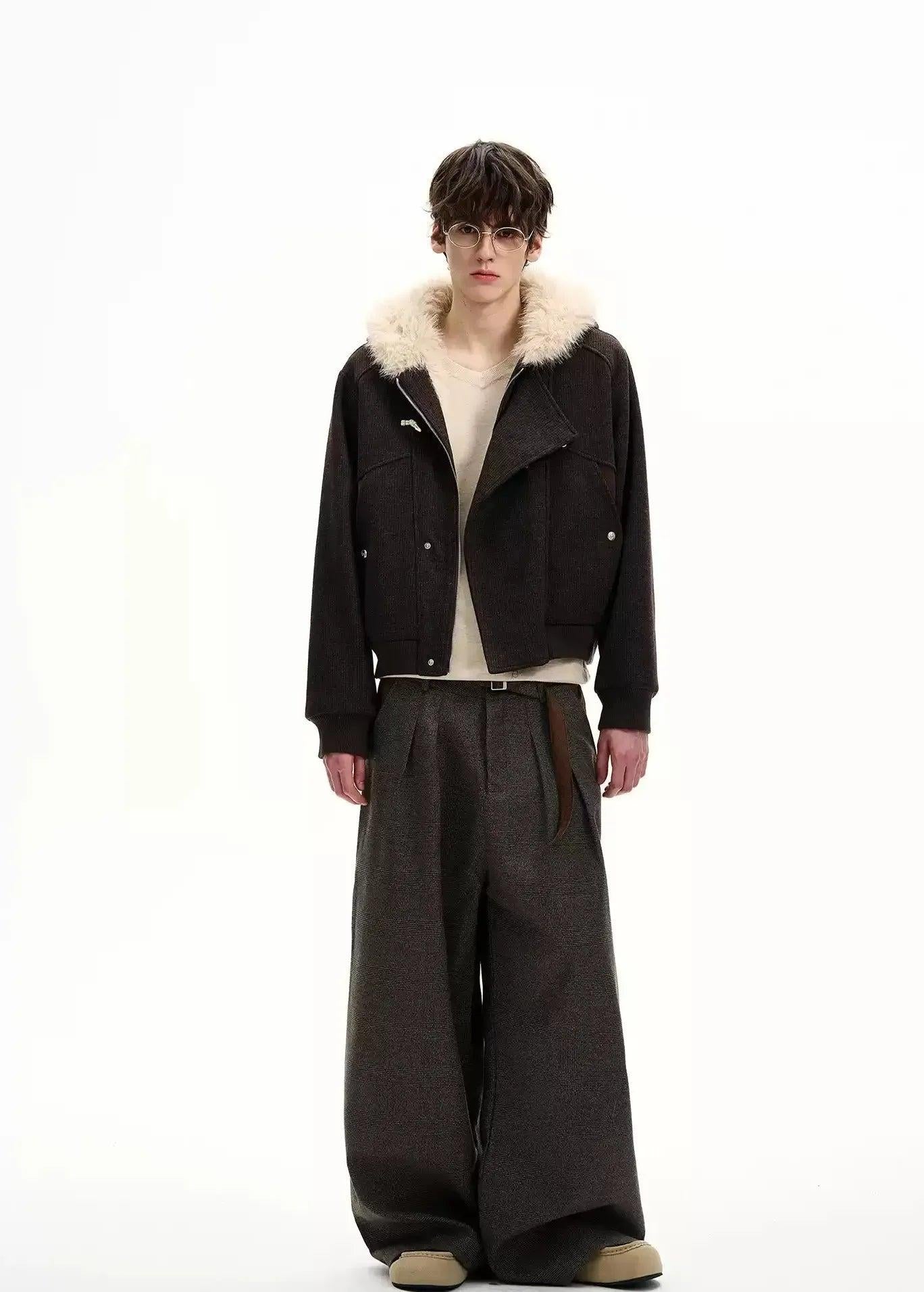 Structured Textured Fur Hood Jacket