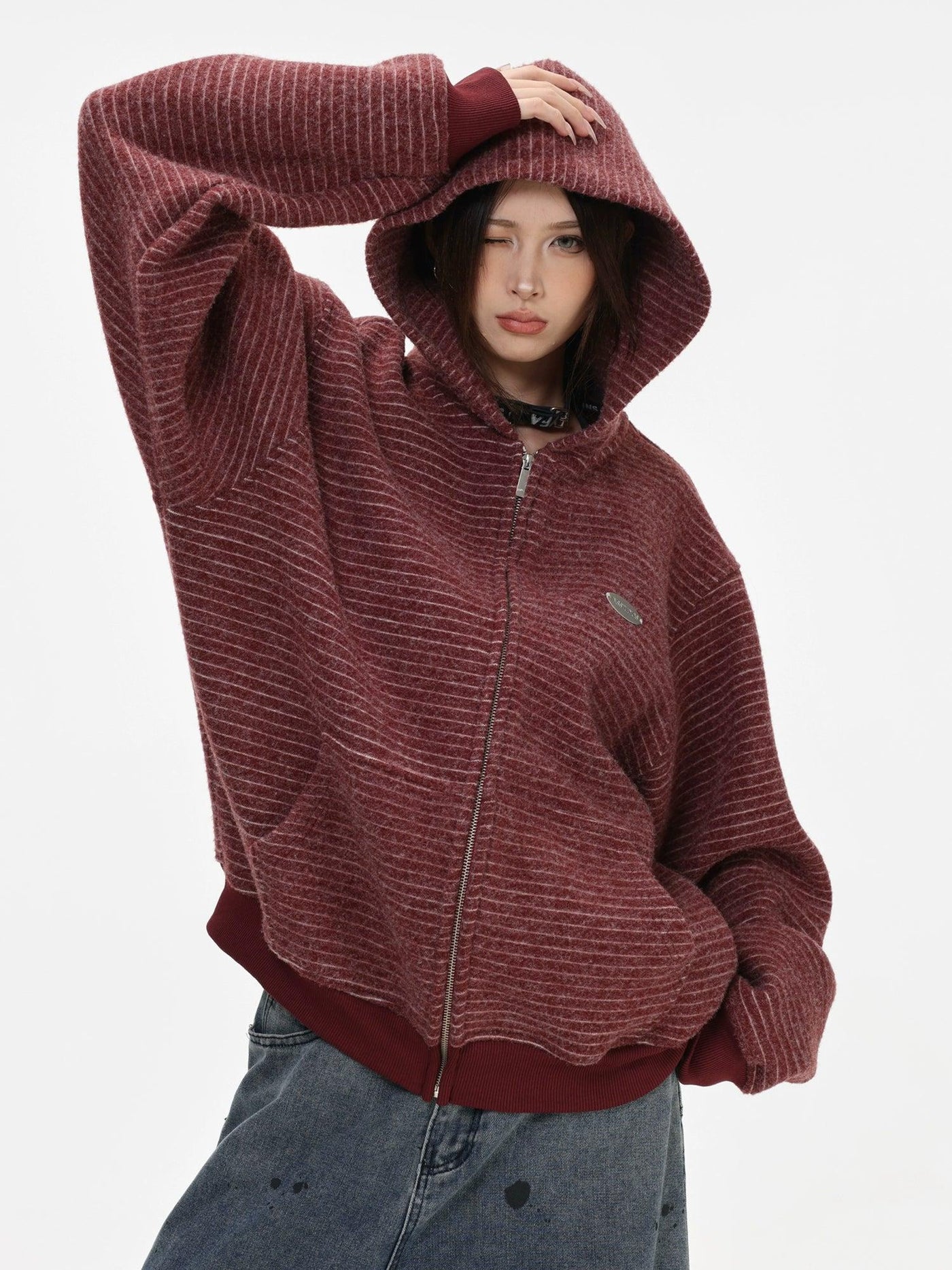 Cozy Striped Zip-Up Hoodie