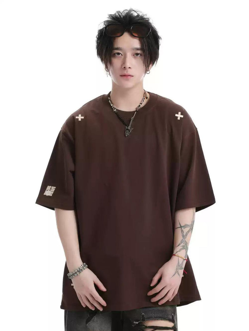 Contrast Logo Embroidery T-Shirt