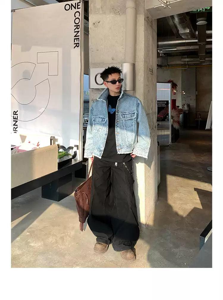 Raw Edge Flap Pocket Denim Jacket