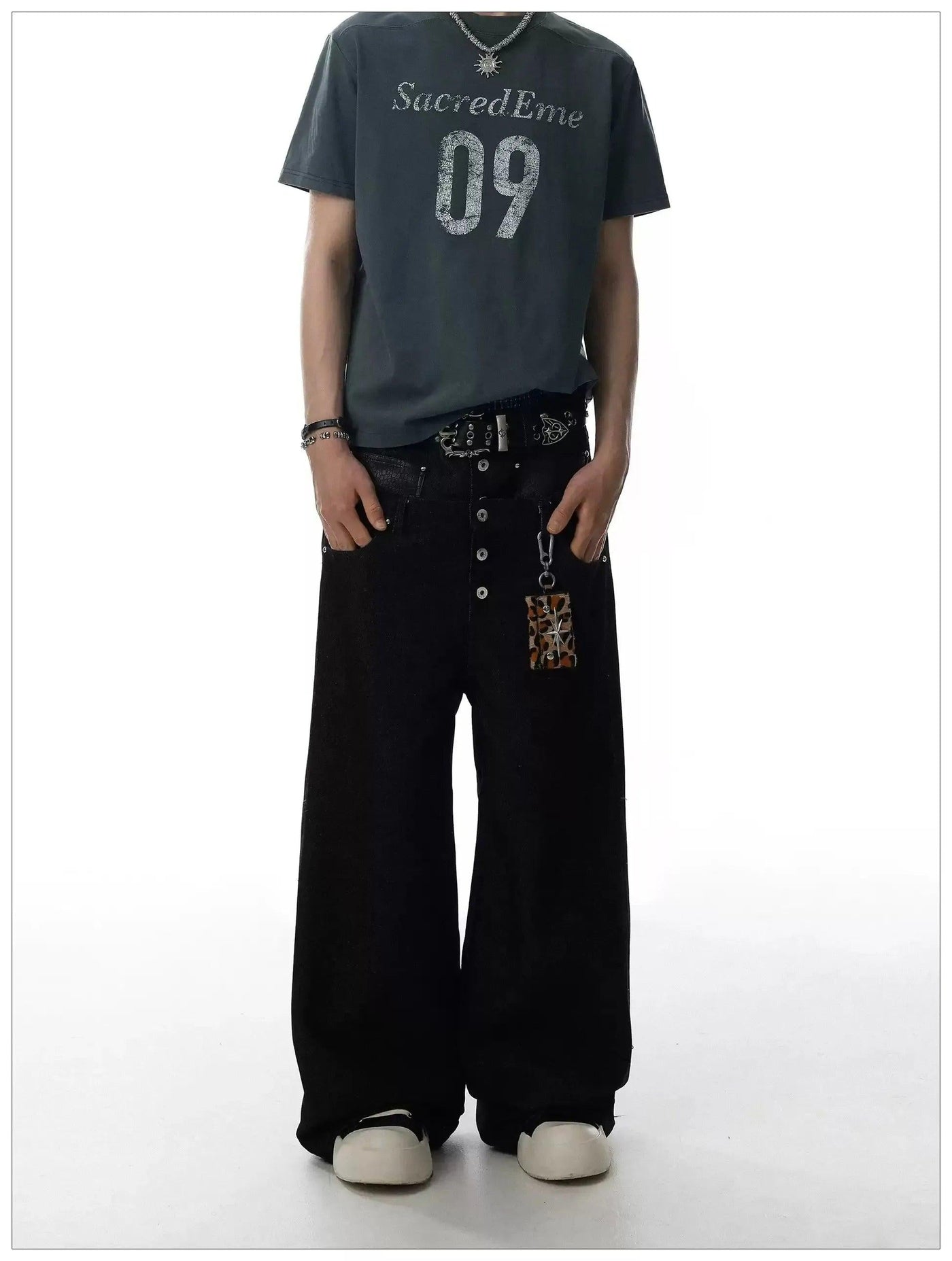 Double Waist Buttoned Jeans