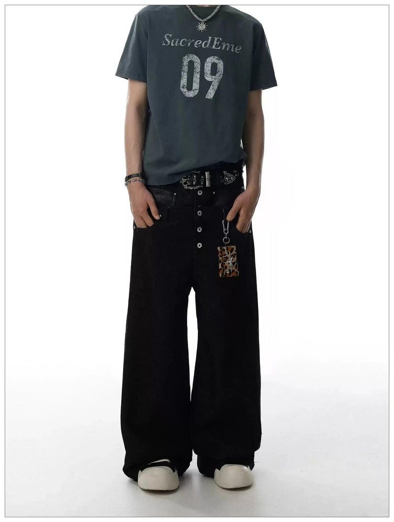 Double Waist Buttoned Jeans