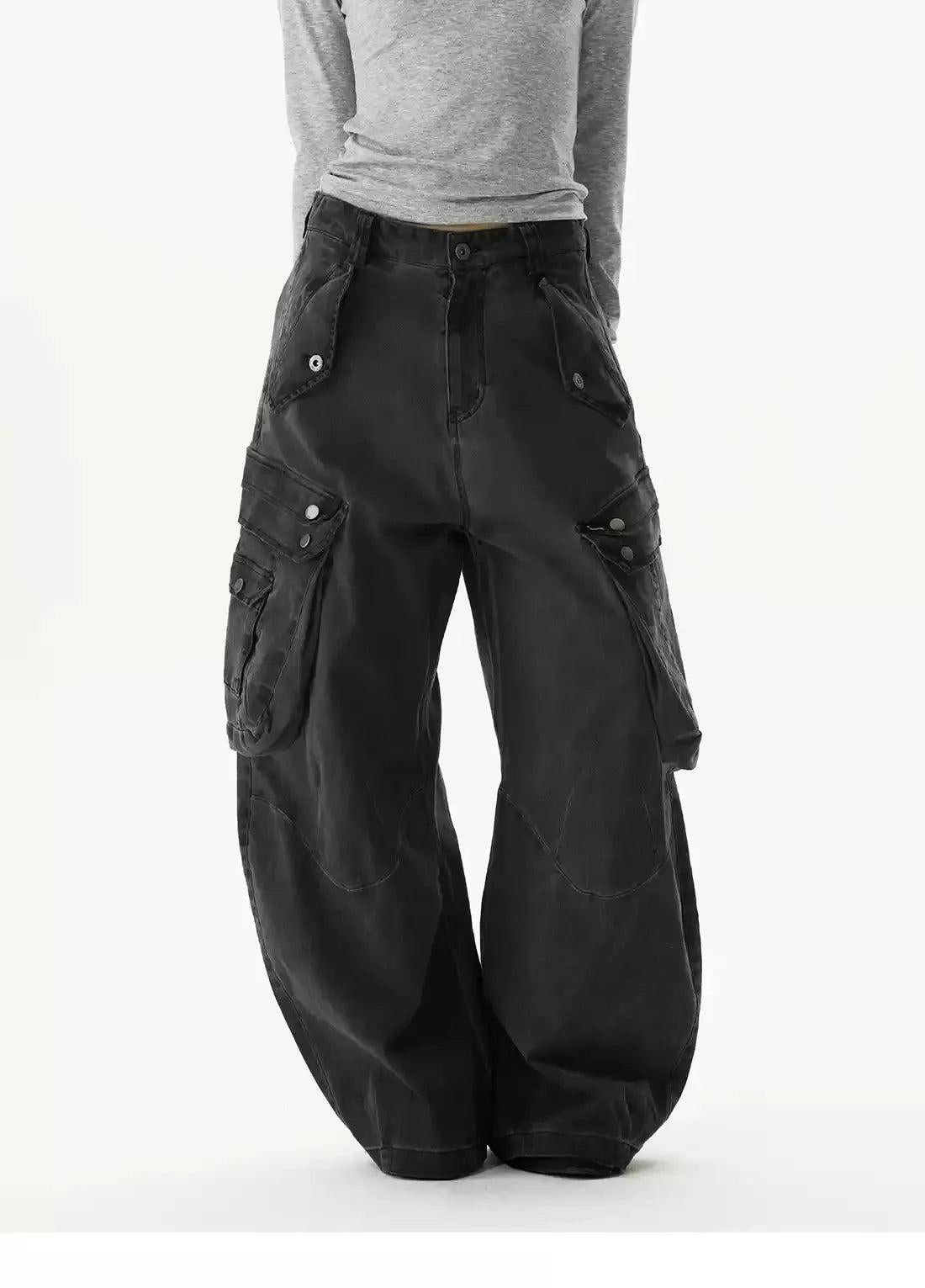 Washed Multi-Pockets Cargo Jeans