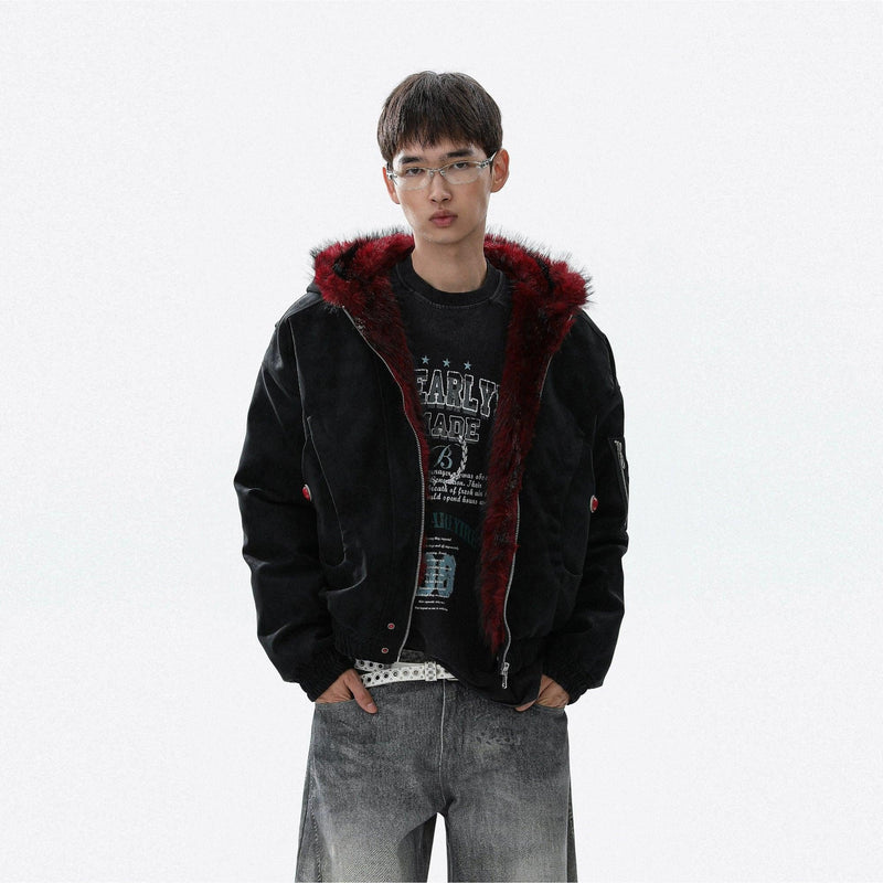 Contrast Fur Lining Hooded Jacket