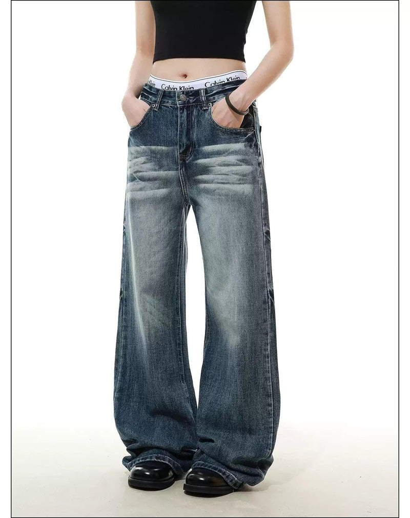 Whisker Faded Straight Jeans