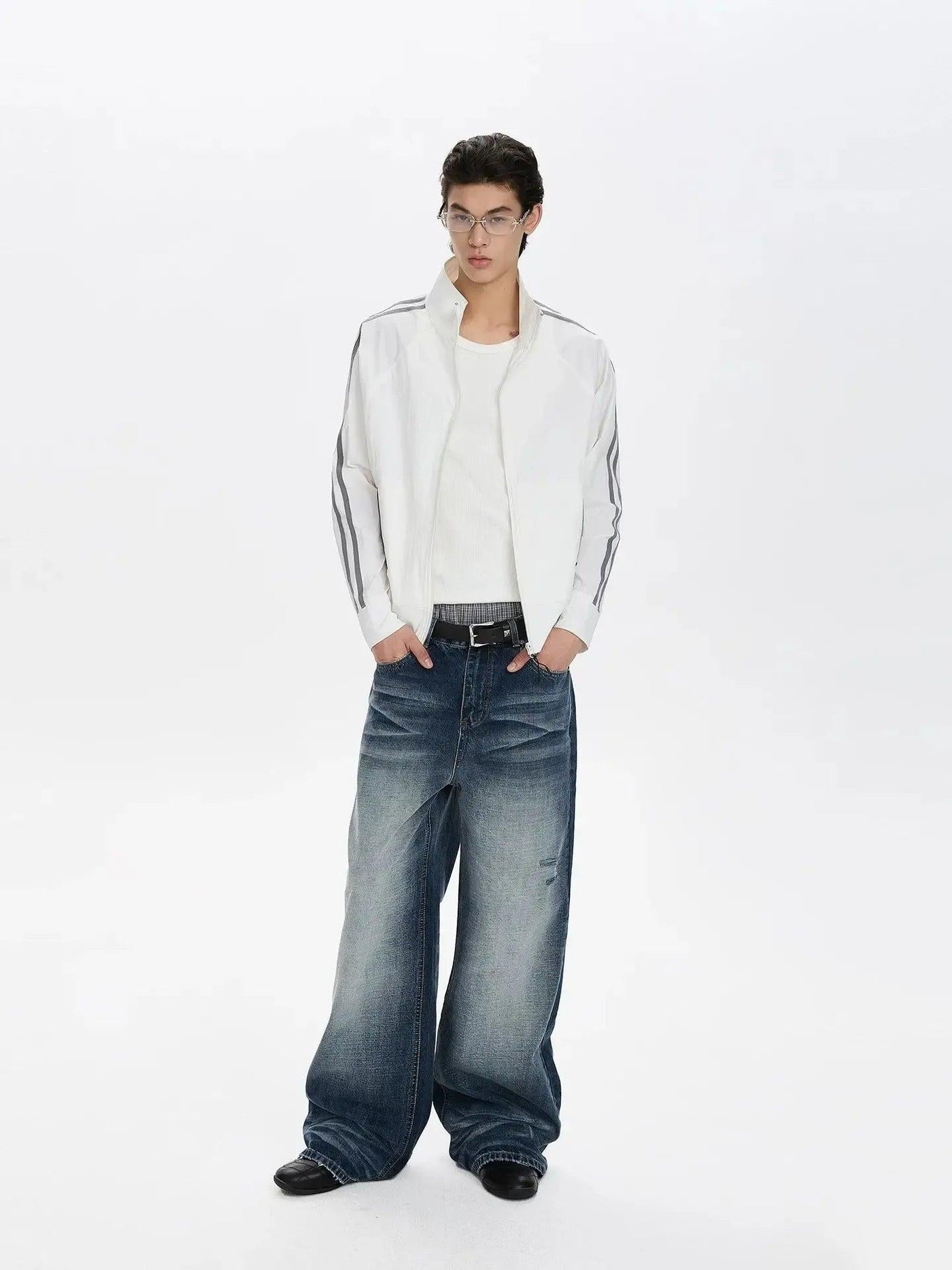 Faded Grunge Straight Leg Jeans