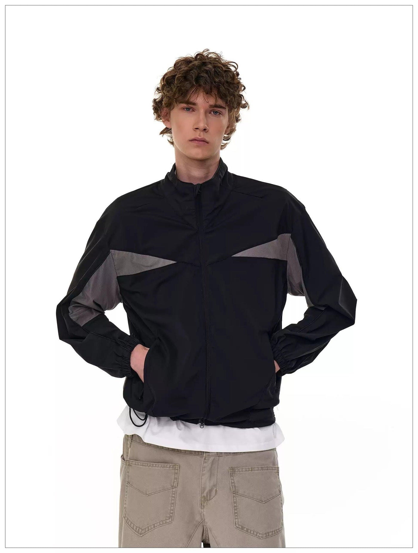 Contrast Spliced Nylon Jacket