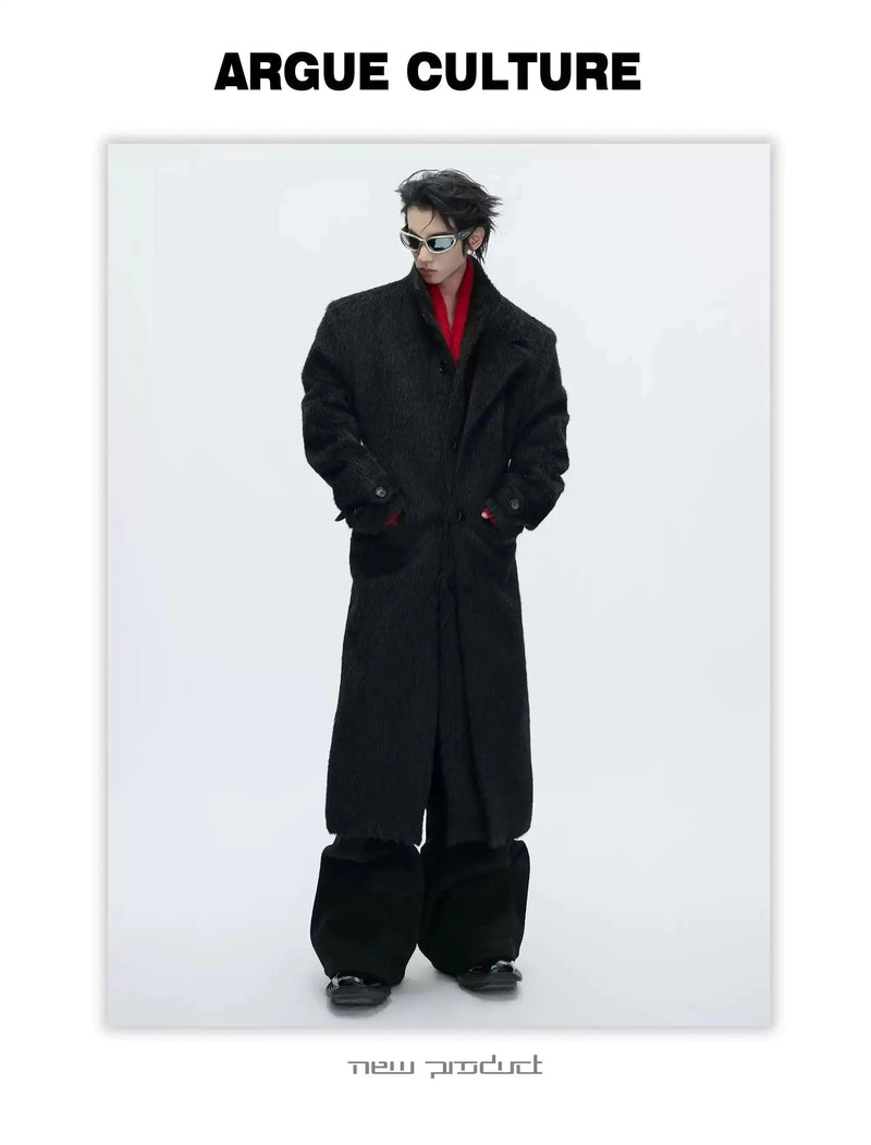 Side Lapel Textured Long Coat