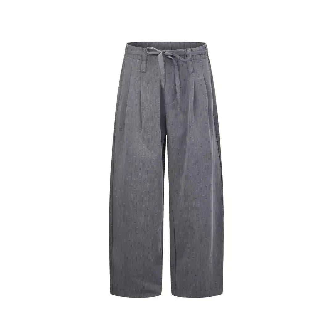 Belted Drape Straight Leg Trousers