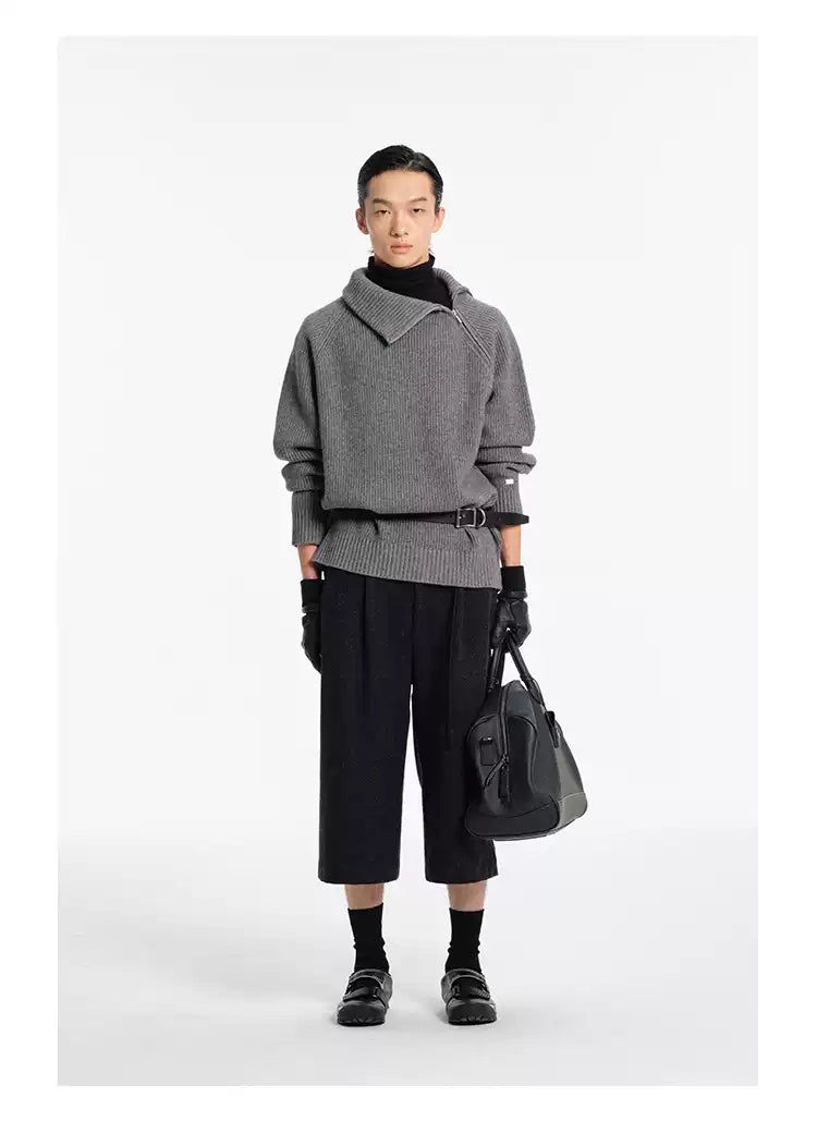 Side Zip Blend Woollen Knit Turtleneck
