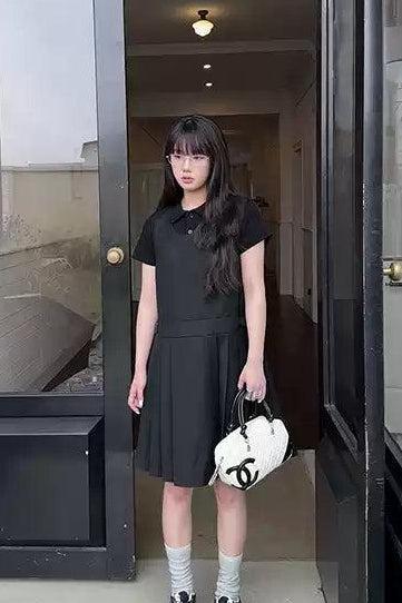 Sleeveless Plain Color Pleated Dress