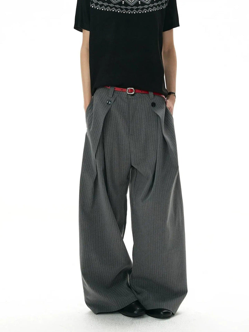 Drapey Vertical Striped Wide Trousers