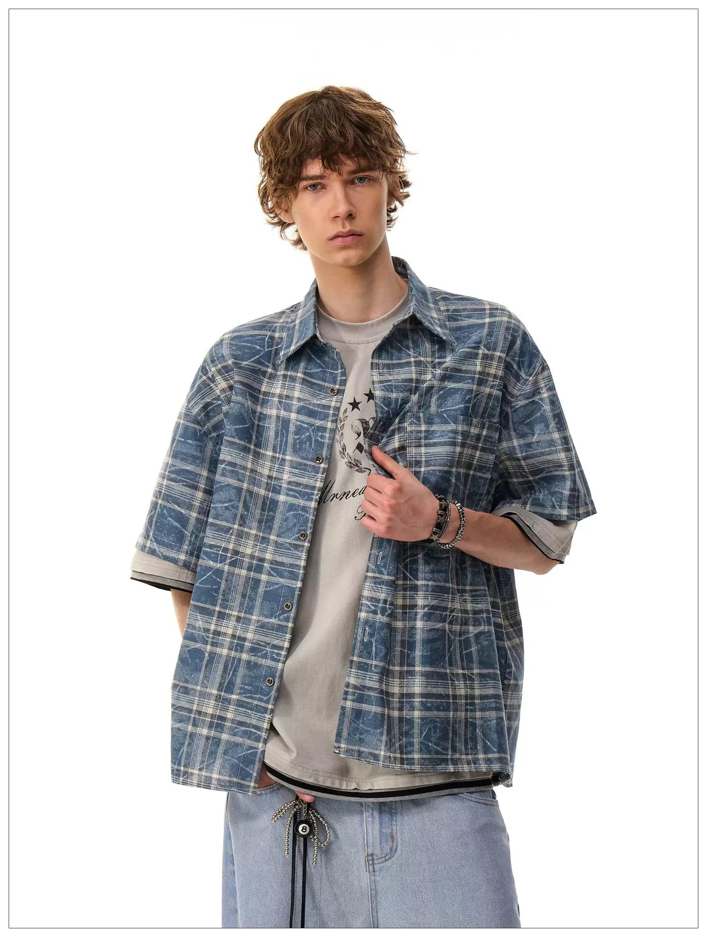 Abstract Lines Checkered Shirt