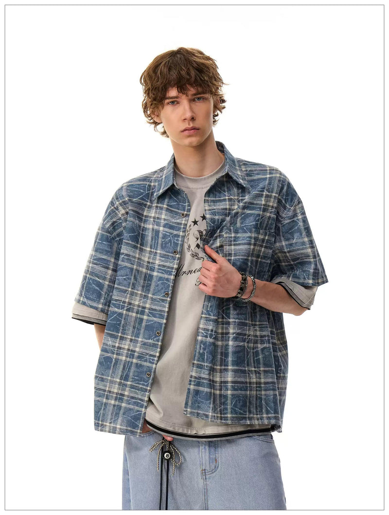 Abstract Lines Checkered Shirt