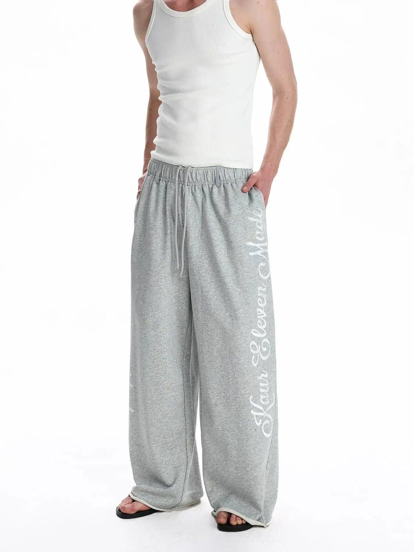 Letter Print Wide Leg Sweatpants